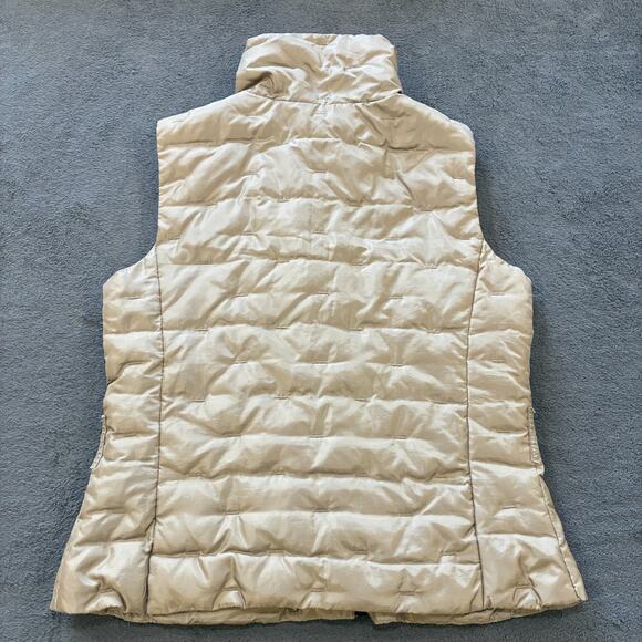 Talbots Puffer Vest Beige Full Zip Front Insulated Quilted Women’s Size Medium - Picture 2 of 8